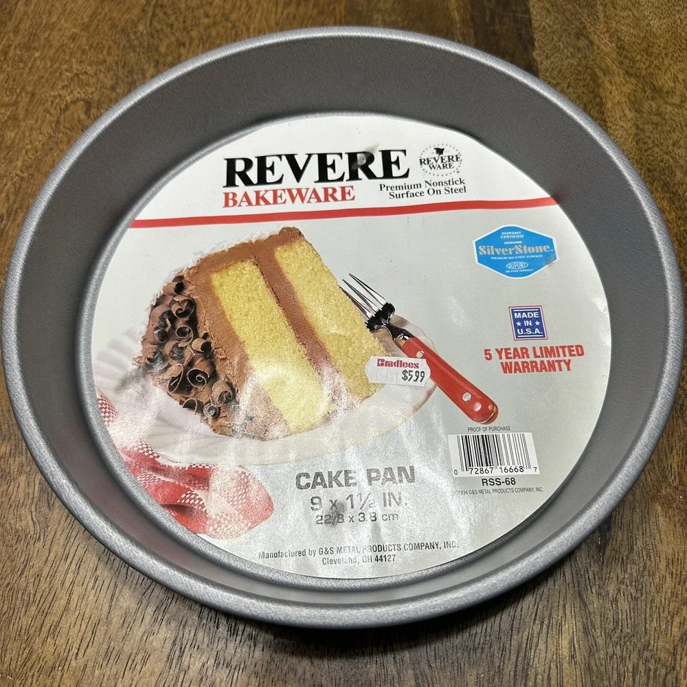 Rever Ware Bakeware 9 Inch Cake Pan Vintage 1994 NEW Silverstone 90s
